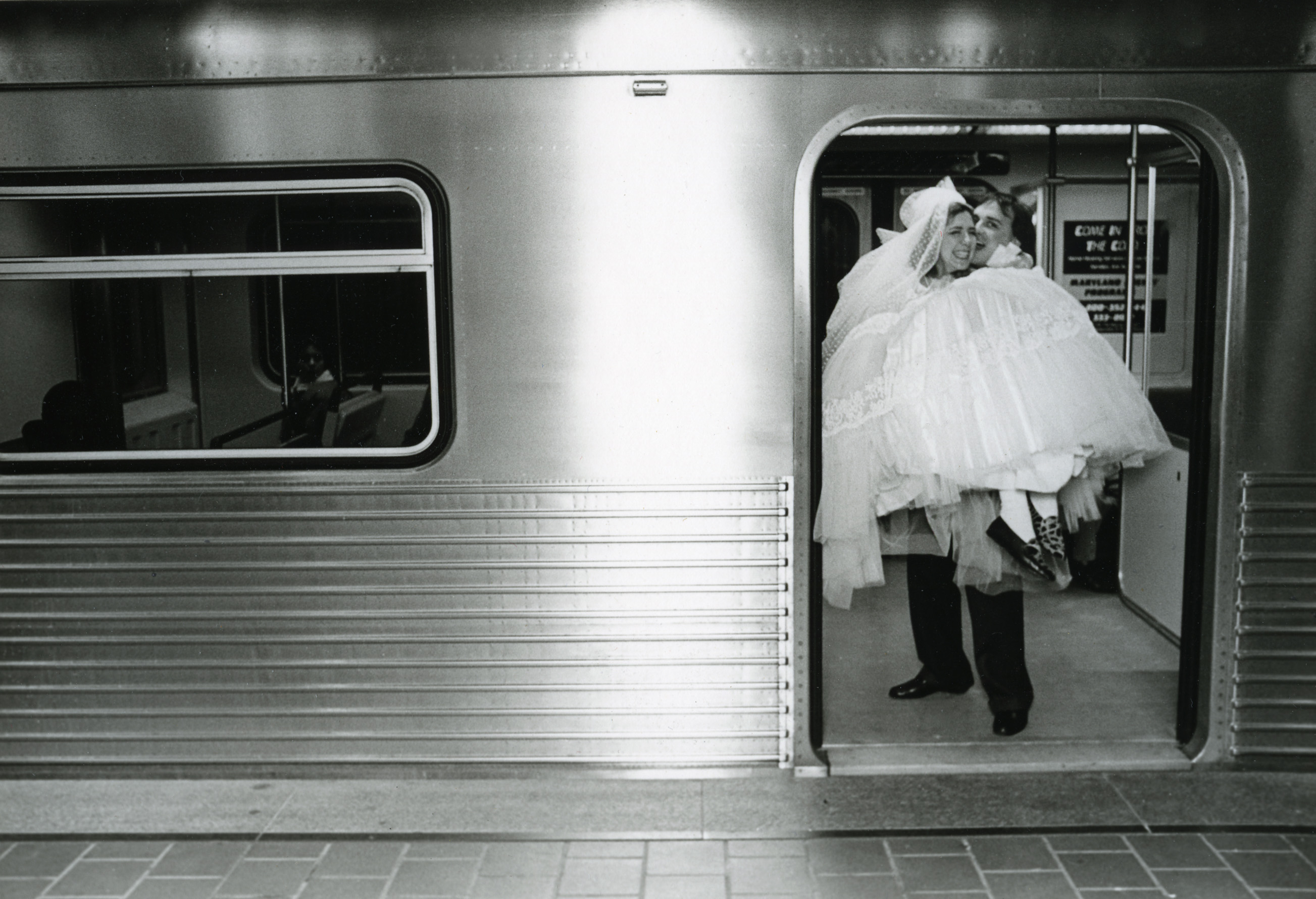 A staged enactment of an elopement on the subway. part of a mural for the MTA at Hopkins Hospital