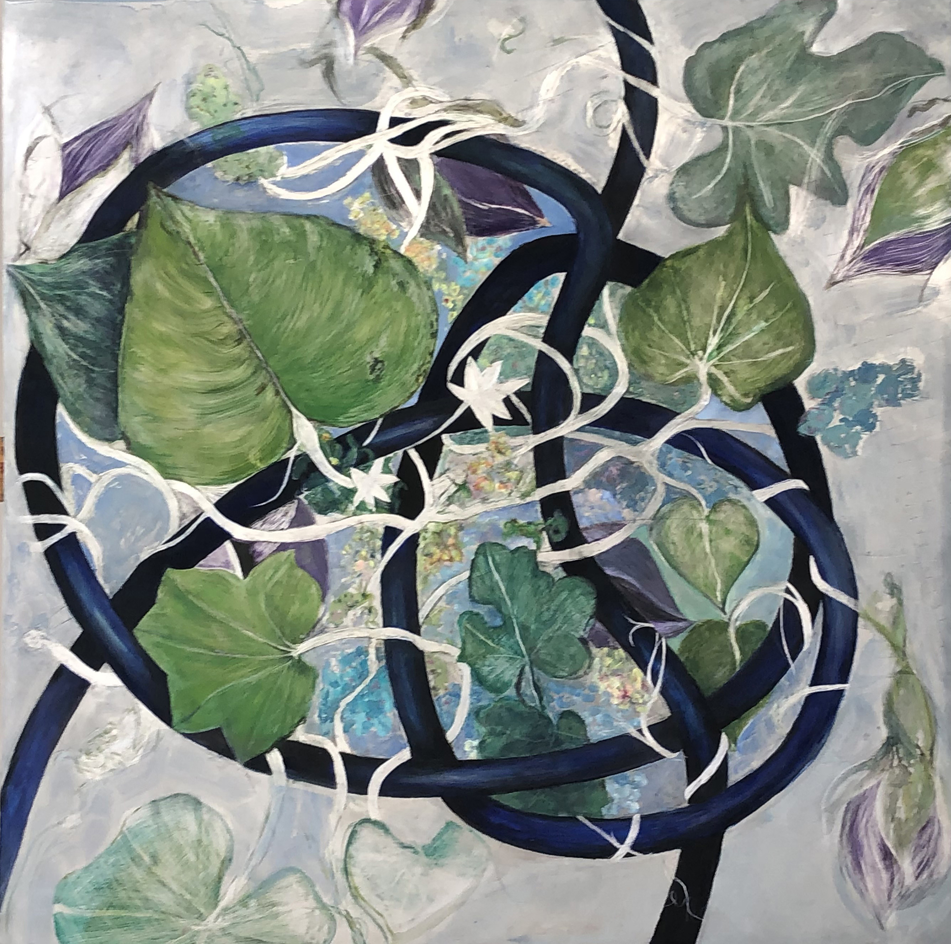  "Knots and Vines"oil paint on worked aluminum 36"x36 22