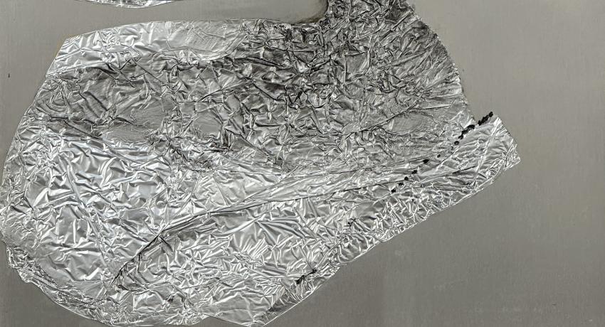 12x12 Aluminum foil on aluminum panel.