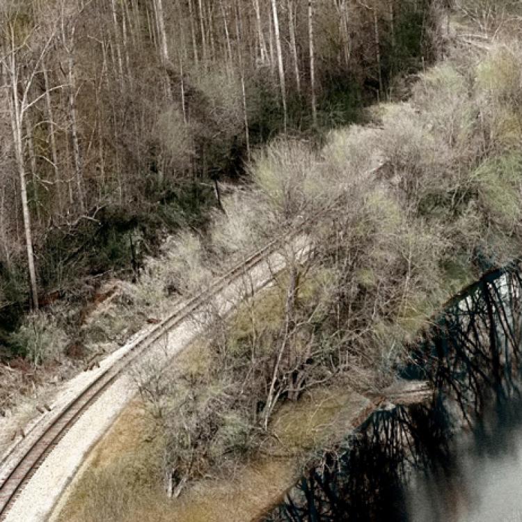 The Patapsco River, the railroad and the bridge to Daniels