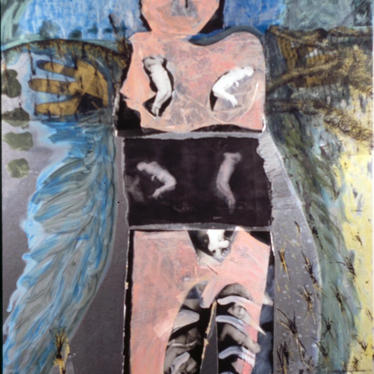 "Night on the Mountain" Photographs, Transparencies and Paint on Aluminum, 24" x 36"