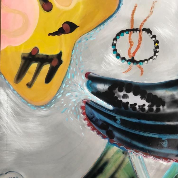 "The Big Wave, After Hokusai"2018  36" x 24" Transparencies and paint on aluminum