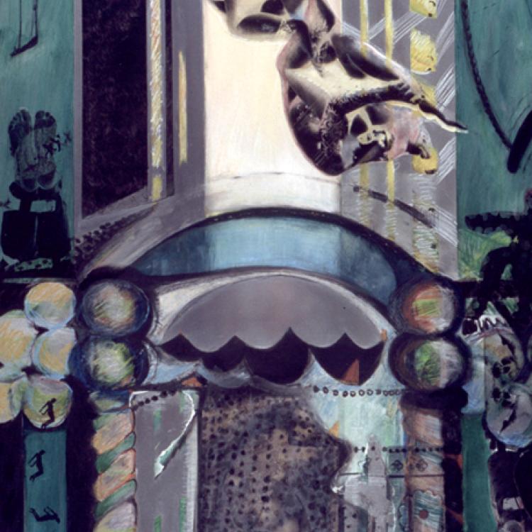 The Daring Young Men on the Flying Trapeze Photographs, Transparencies and Paint on Aluminum, 24" x 36"