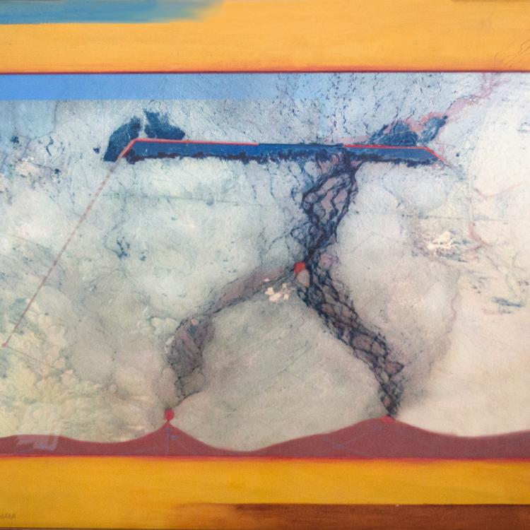 "Stalker" archival pigment print with painted mat 22x25"