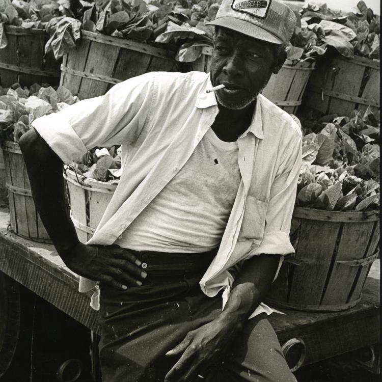 St Marys Tobacco worker w truck of tobacco