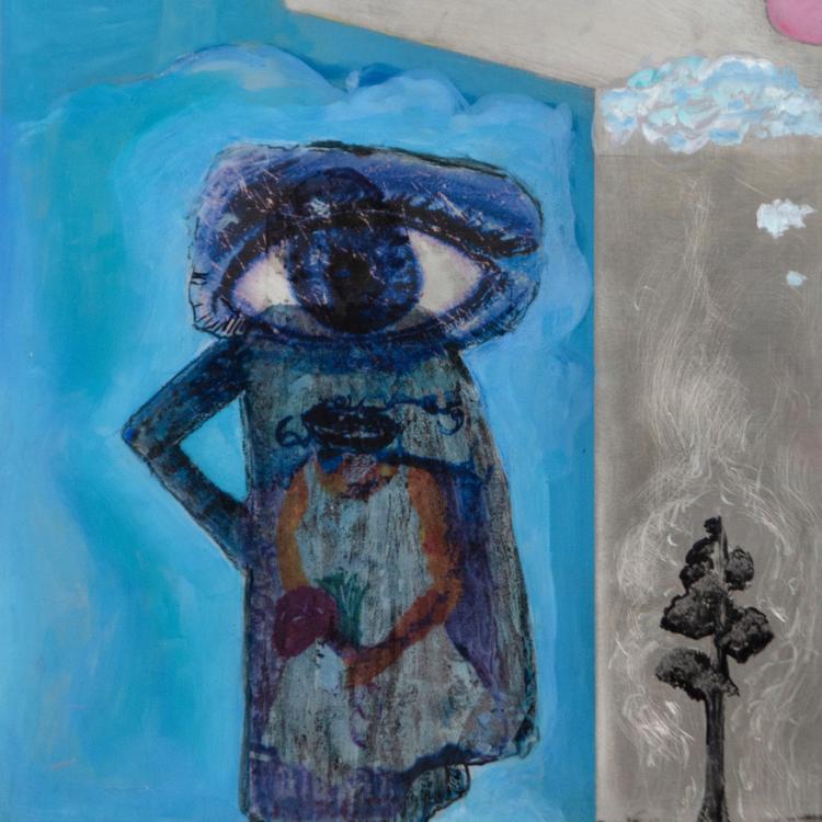 "Patience/Impatience" transparencies and paint on worked aluminum 18x12