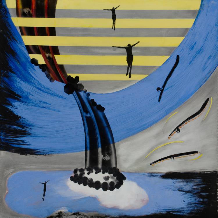 Paint & transparencies on aluminum 36x36