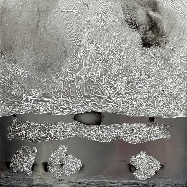 12x12 Aluminum foil on aluminum panel.