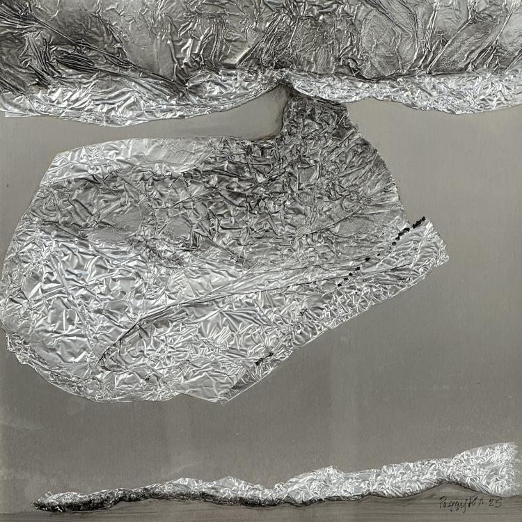 12x12 Aluminum foil on aluminum panel.