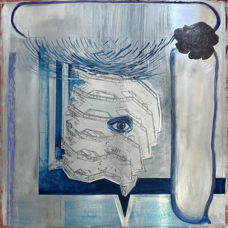 24x24 Aluminum foil on aluminum panel.