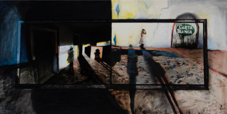 "Que Pase?" painted gelatin silverprints with painted mat
